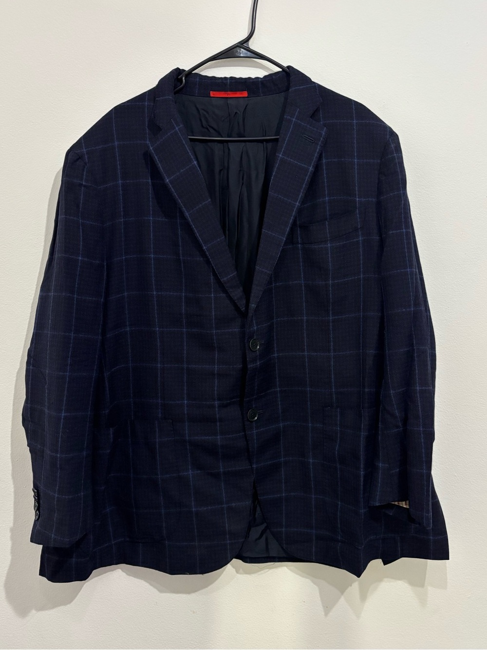 ISAIA plaid pattern wool Gregorio black/blue Size US 52R